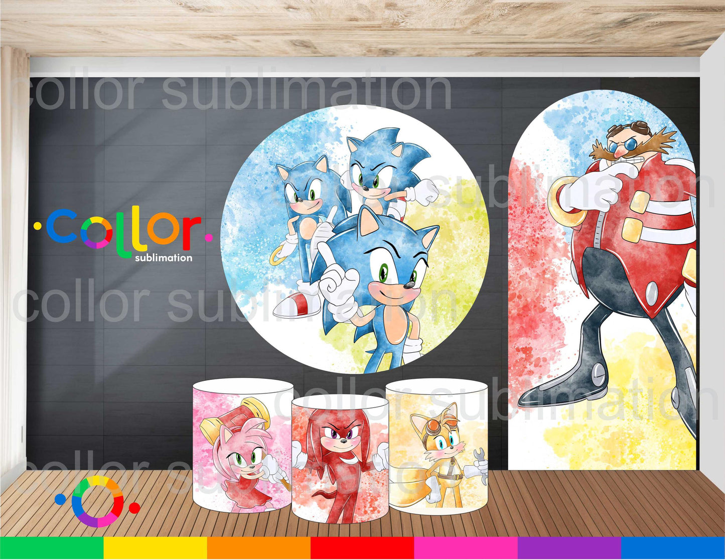 Round Fabric Backdrop Fabric backdrop -watercolor sonic