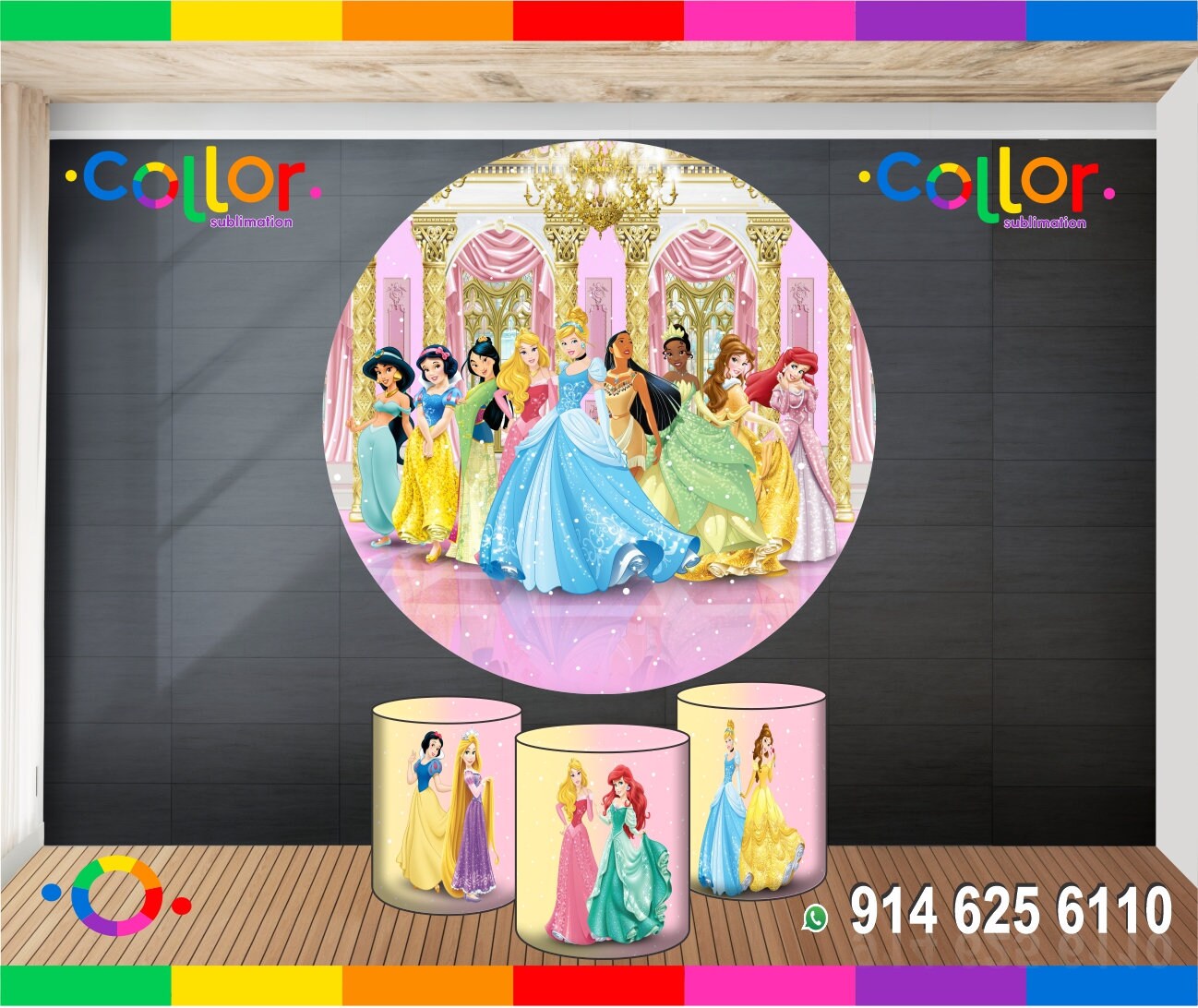 Set 3 Cylinder Cover Fabric - Disney princess