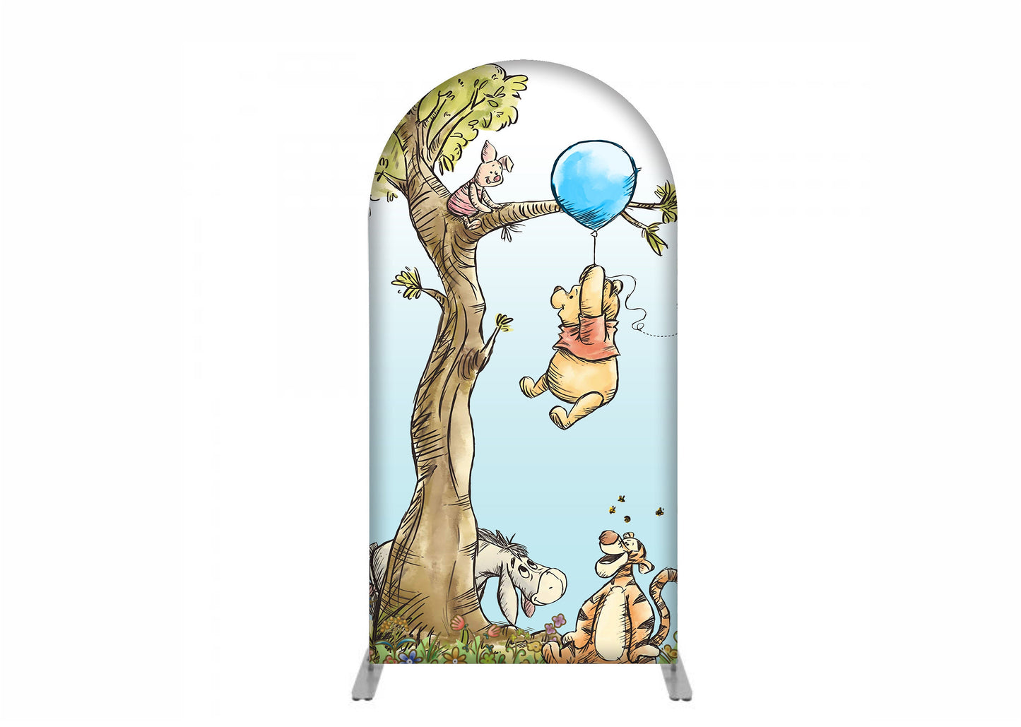 Arched Backdrop, Chiara Backdrop Party covers - POOH pink and blue balloon