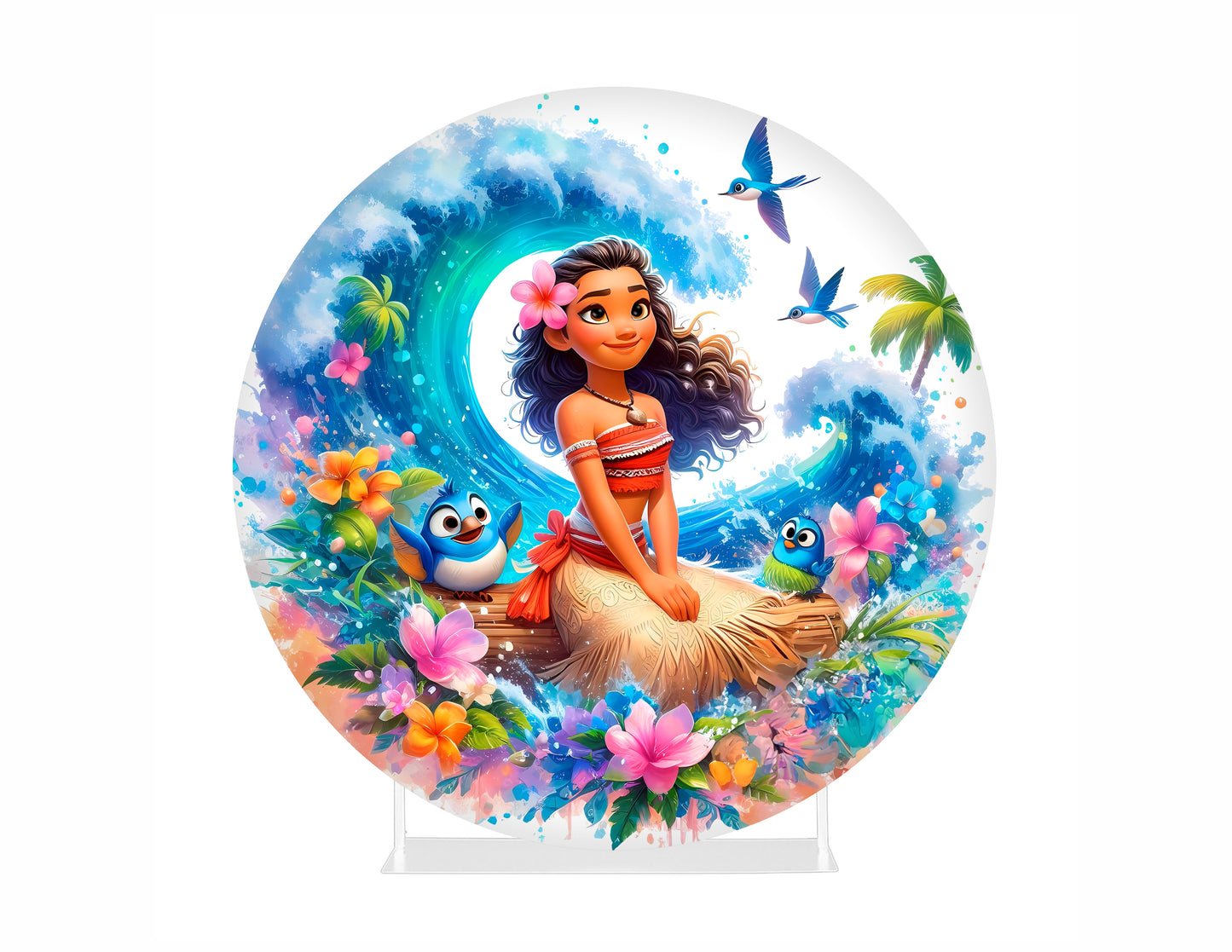Round Fabric Backdrop - Moana watercolor
