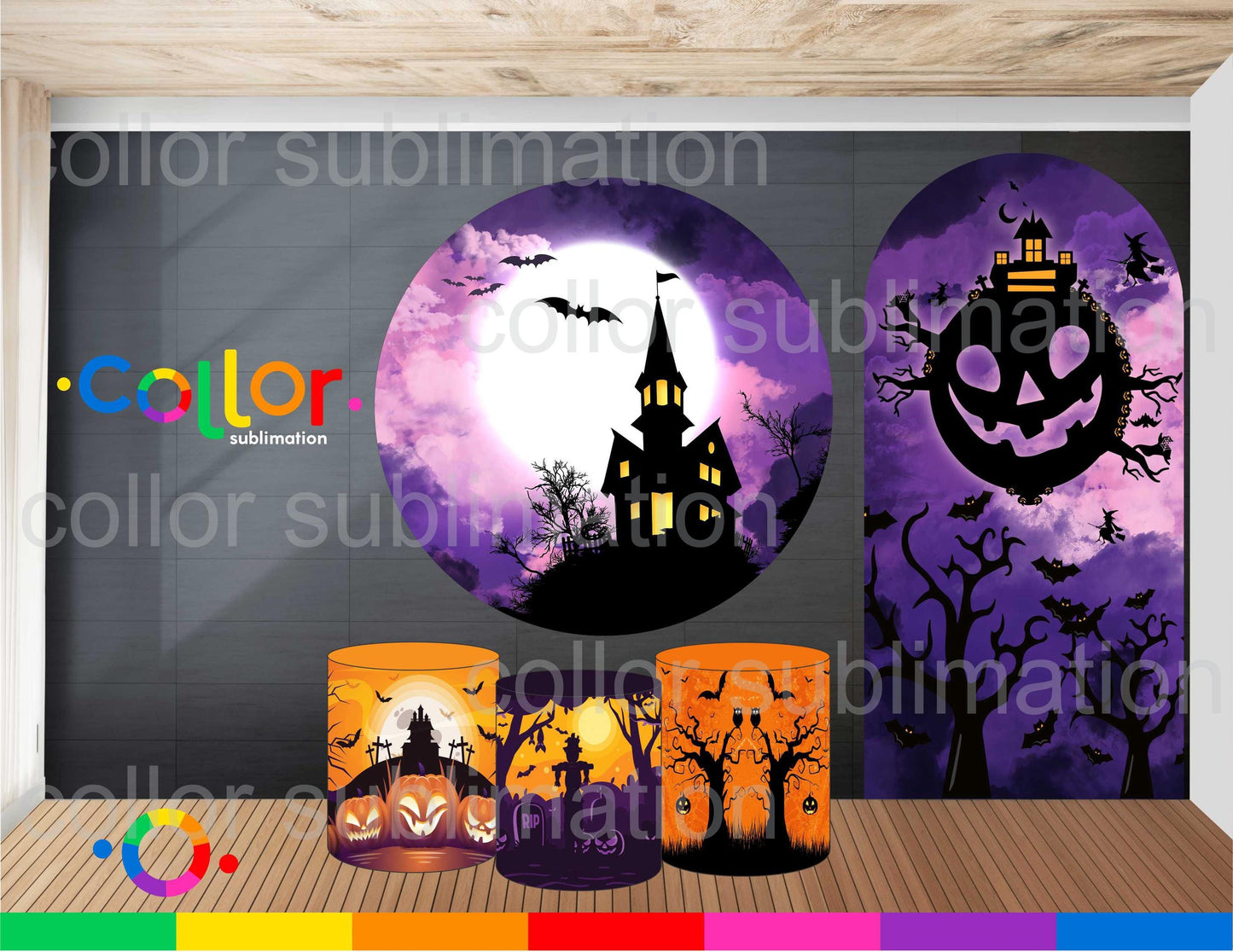 Round Fabric Backdrop - Halloween