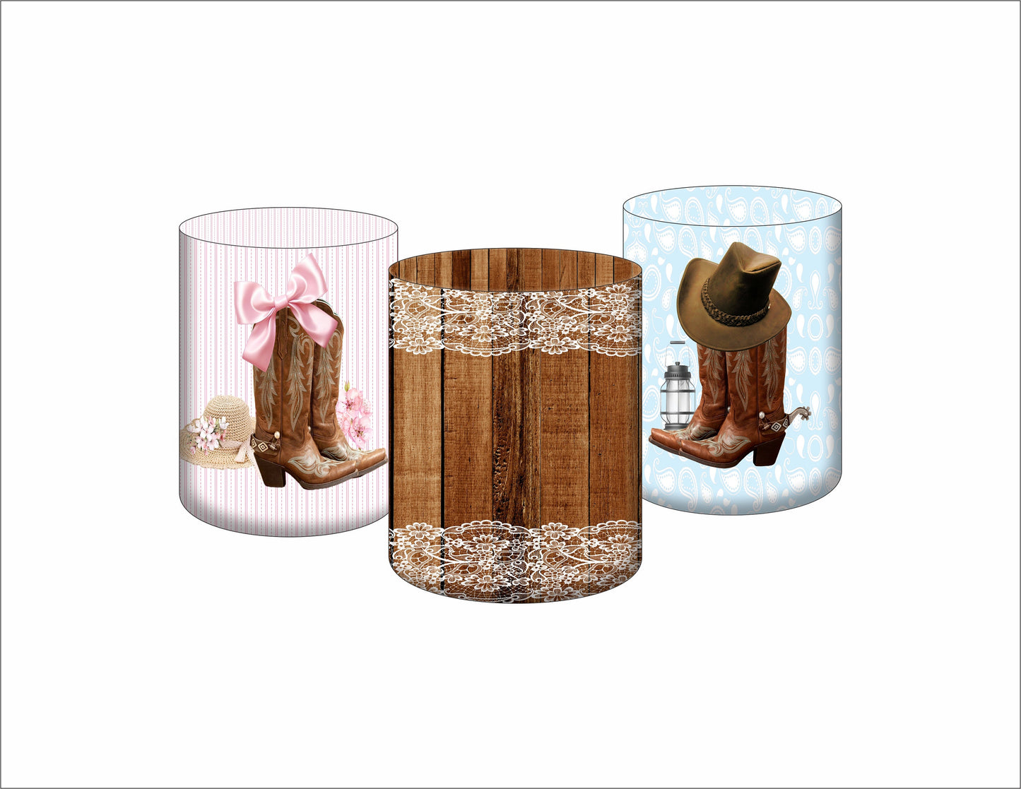 Set of 3 cylinder cover fabric- Gender Reveal