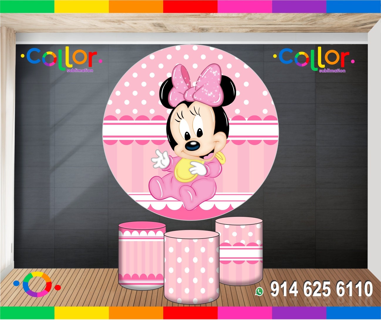 Set 3 Cylinder Cover Fabric - Baby minnie