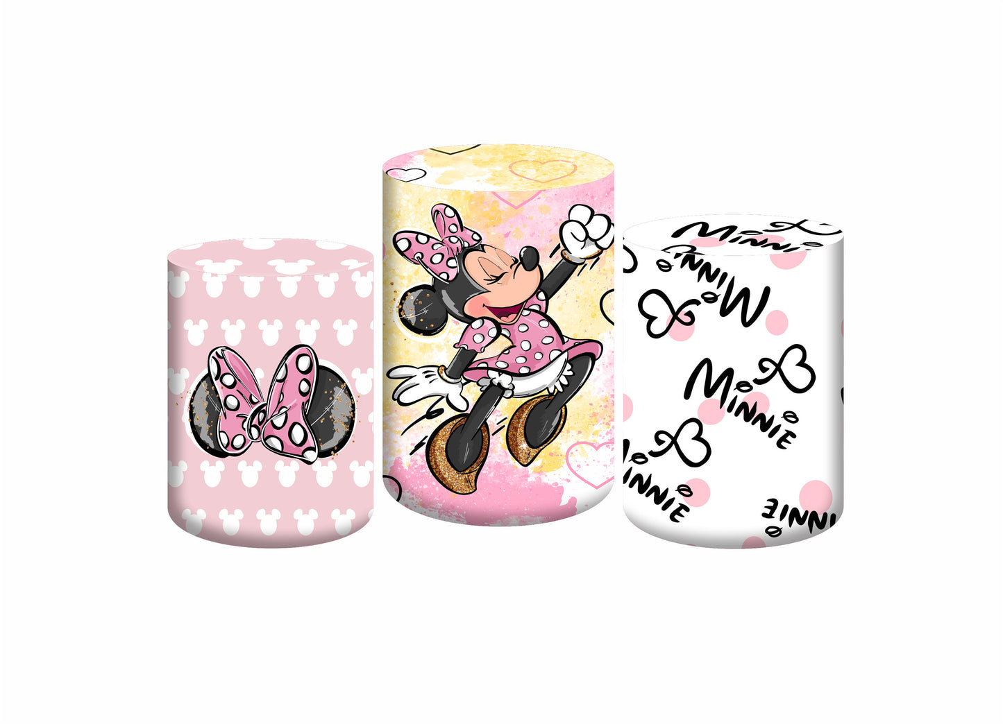 Set 3 Cylinder Cover Fabric - Minnie Mouse