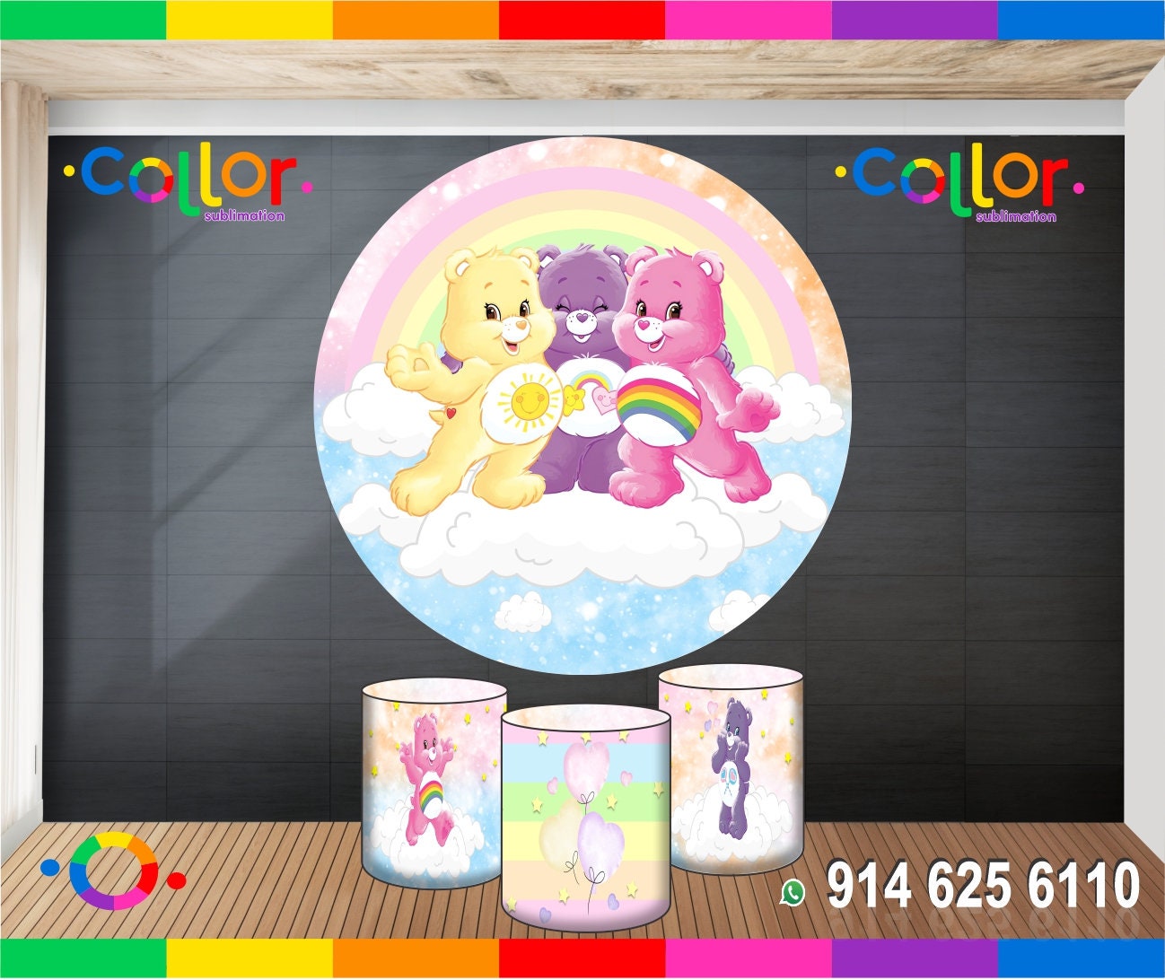 Set 3 Cylinder Cover Fabric - care bears