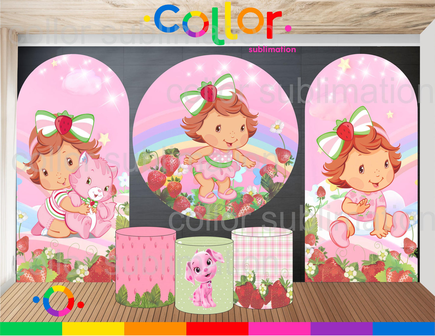 Round Fabric Backdrop Fabric backdrop -Baby StrawberryBaby Strawberry Shortcake