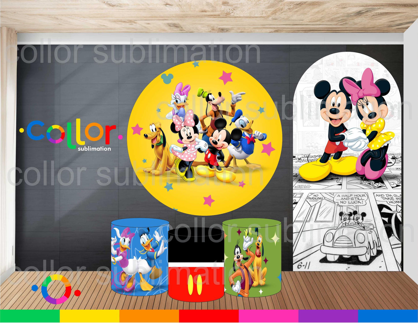 Set 3 Cylinder Cover Fabric -  mickey mouse
