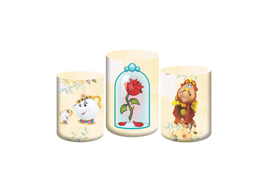 Set 3 Cylinder Cover Fabric -  Beauty and the Beast