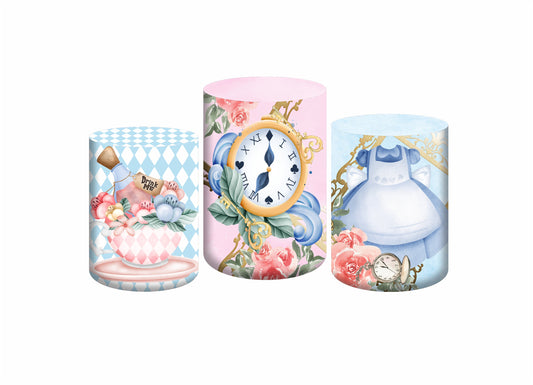Set 3 Cylinder Cover Fabric - Alice in Wonderland