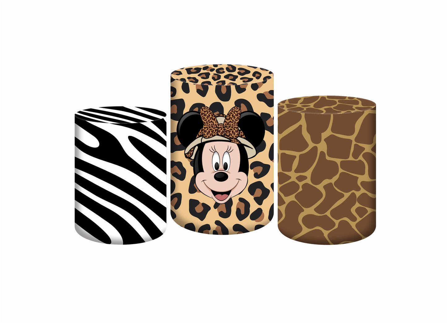 Set 3 Cylinder Cover Fabric - Minnie Mouse Safari