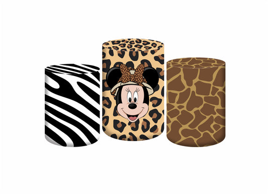 Set 3 Cylinder Cover Fabric - Minnie Mouse Safari