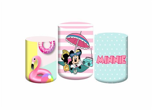 Set 3 Cylinder Cover Fabric - Minnie Mouse Pool Party