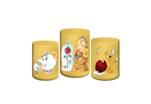 Set 3 Cylinder Cover Fabric -  Beauty and the Beast